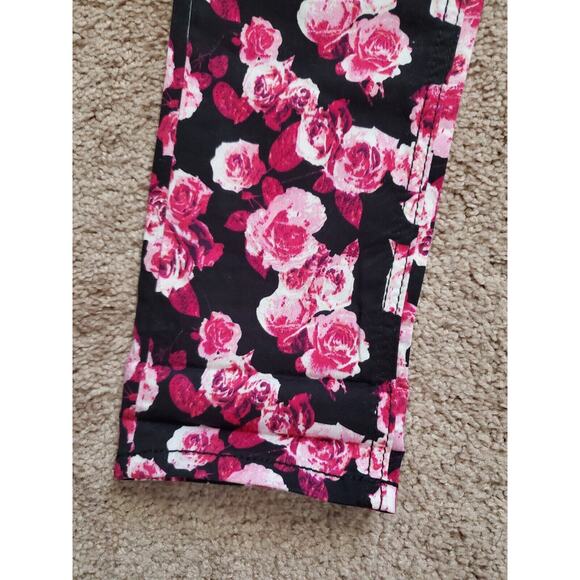 Vigoss Girls Youth Elastic Waistband Pink Floral 5 Pocket Capri Pants Size 10 - Picture 6 of 11